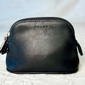 Vintage 90s Coach Legacy Black Leather Small Dome Cosmetic Pouch Coin Purse